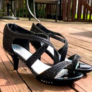 Silver and Black Jeweled Heels